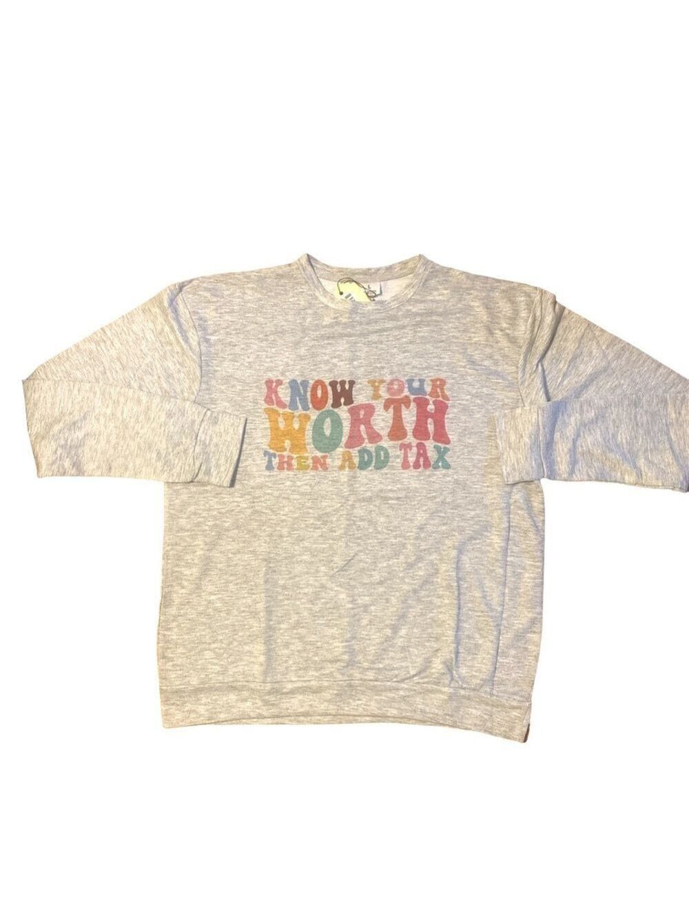 Know your worth mental health graphic crewneck raglan pullover sweatshirt large - Picture 6 of 10